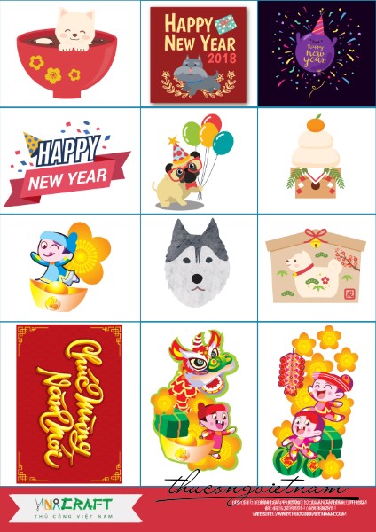 Sticker New Year 2018 mẫu 4